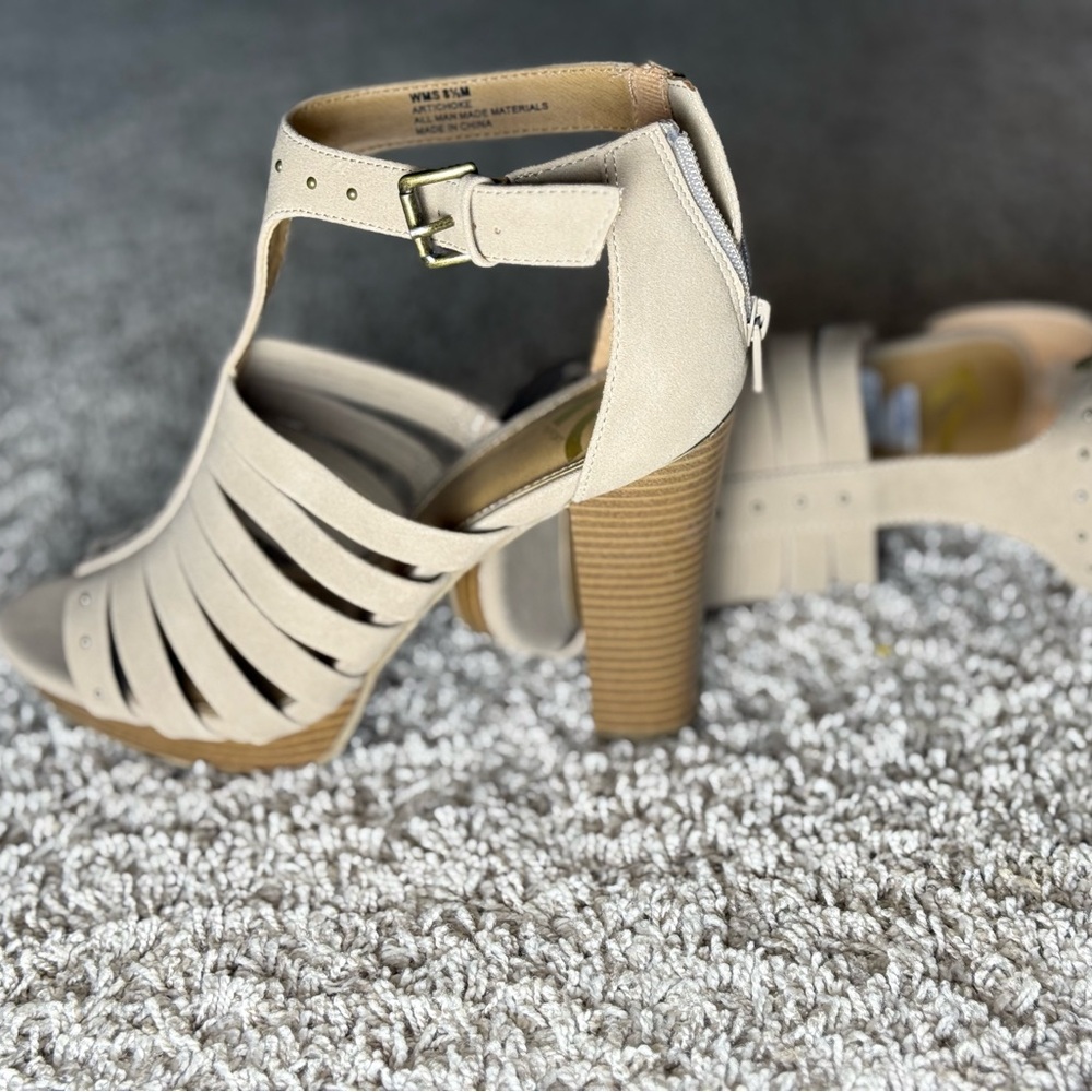 Elegant Beige Strappy Heels